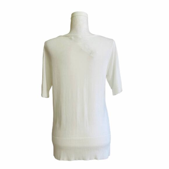 New York & Co White Short Sleeve Knit Sweater Top Size Medium NEW - Picture 6 of 10